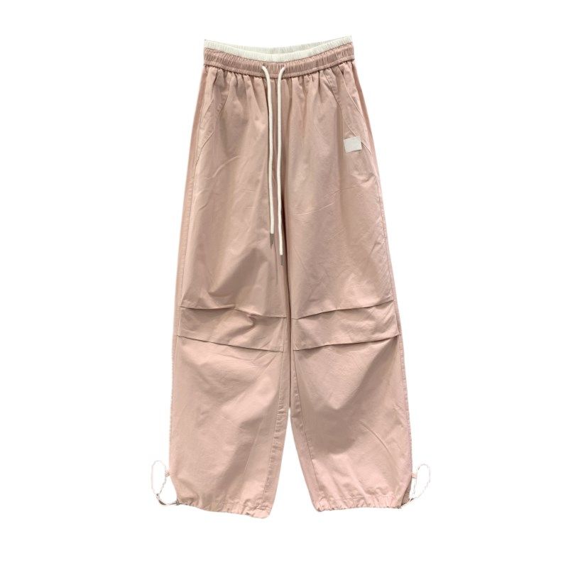 2025夏季薄款美式休闲脚口抽绳工装裤女宽M松显瘦直筒阔腿拖地长,女装/女士精品,休闲裤,淘宝优惠券,粉丝福利购,淘宝优惠卷