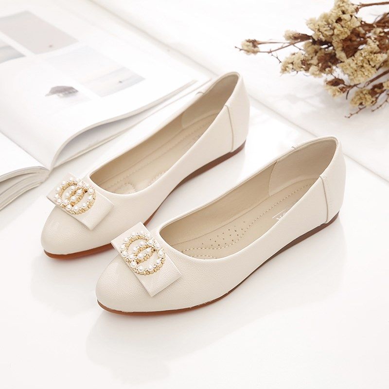 单鞋女2024年春秋新款女鞋百搭浅口妈妈鞋子豆豆鞋软X皮软底平底,女鞋,浅口单鞋,淘宝优惠券,粉丝福利购,淘宝优惠卷