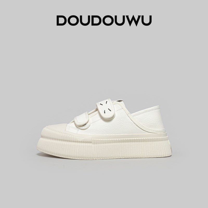 豆豆屋厚底板鞋女2024春秋季y新款韩版潮休闲魔术贴百搭平底女单,女鞋,时尚休闲鞋,淘宝优惠券,粉丝福利购,淘宝优惠卷
