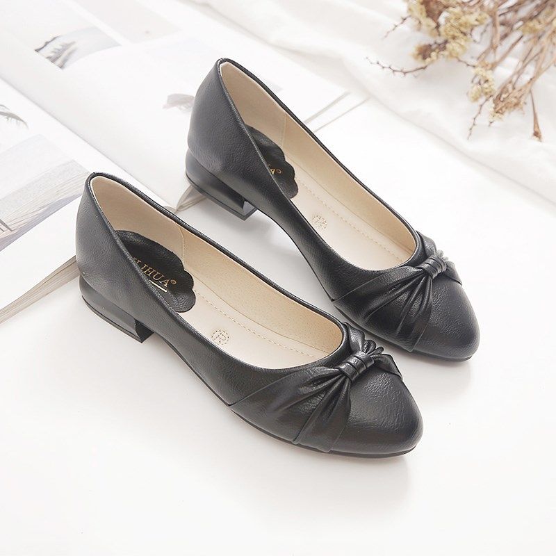 粗跟单鞋女2025新款春秋百搭浅口女鞋软底软皮豆豆鞋Y中年妈妈鞋,女鞋,浅口单鞋,淘宝优惠券,粉丝福利购,淘宝优惠卷