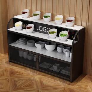 铁艺调味台自助火锅店烧烤酱香料大理石调料台商用实木餐边柜整装