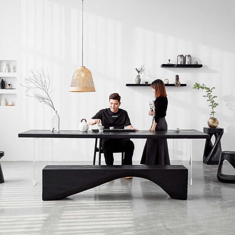 侘寂风白蜡木茶桌椅家用碳化黑茶台酒店民宿大板泡茶桌,住宅家具,家用茶台/茶桌,淘宝优惠券,粉丝福利购,淘宝优惠卷