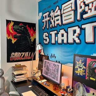 背景布挂布卡通像素 始冒险电竞房墙面装饰布床头遮丑布画