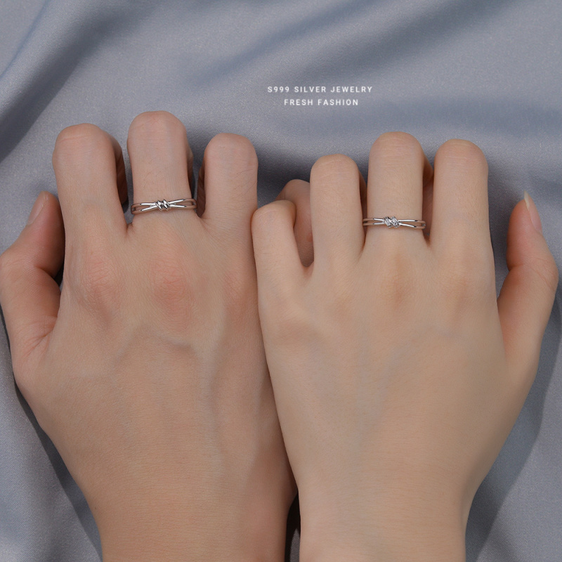足银同心结对戒简约小众设计千千