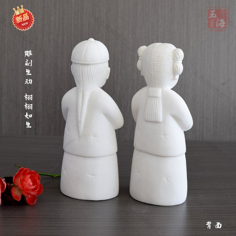 汉白玉童男童女随葬品金童玉女手工石雕刻天然大理石雕