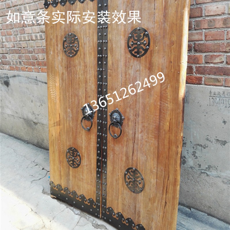 中式仿古大门铁压条老榆木门铁包边仿古大门铁压条铁铆钉铁平条