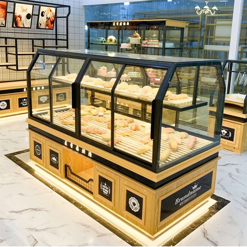 面包柜面包展示柜铁艺中岛柜展示柜糕点边柜展示柜收银台