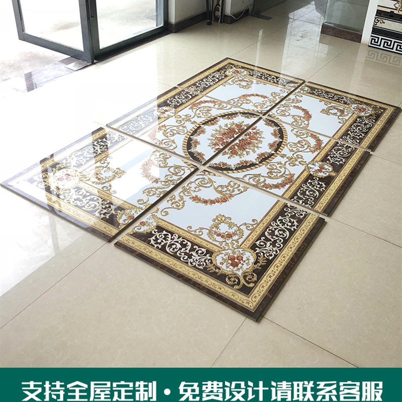 欧式客厅拼花瓷砖800800餐厅微晶石花片拼图地砖入户玄关地毯砖