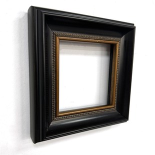 现代感实木画框定制中古风装裱装饰画外框黑金级感挂墙相框