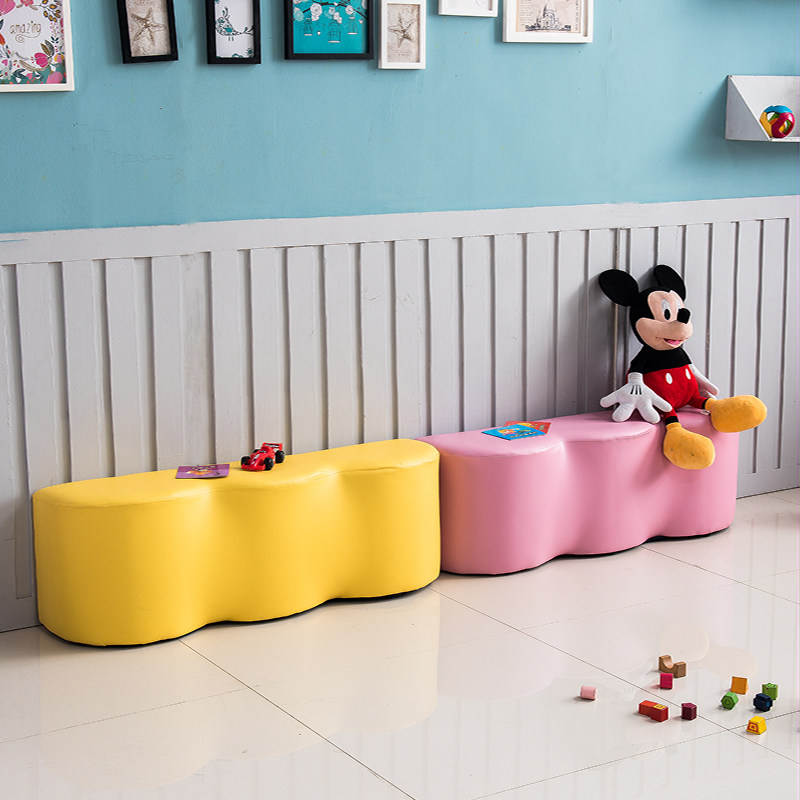 幼儿园早教中心酒店商场大厅休息等候区异形沙发凳软包波浪长凳,住宅家具,换鞋凳,淘宝优惠券,粉丝福利购,淘宝优惠卷