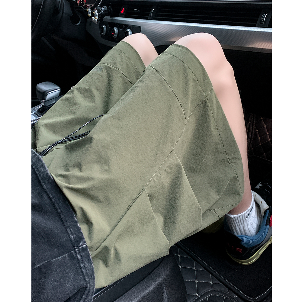 短裤男2025夏季新款褶皱工装机能速干伞兵裤薄款宽松休闲五分裤子