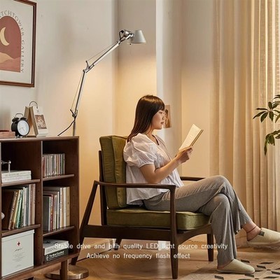 复古折叠摇臂落地灯机械金属工业风办公室书桌长臂阅读灯