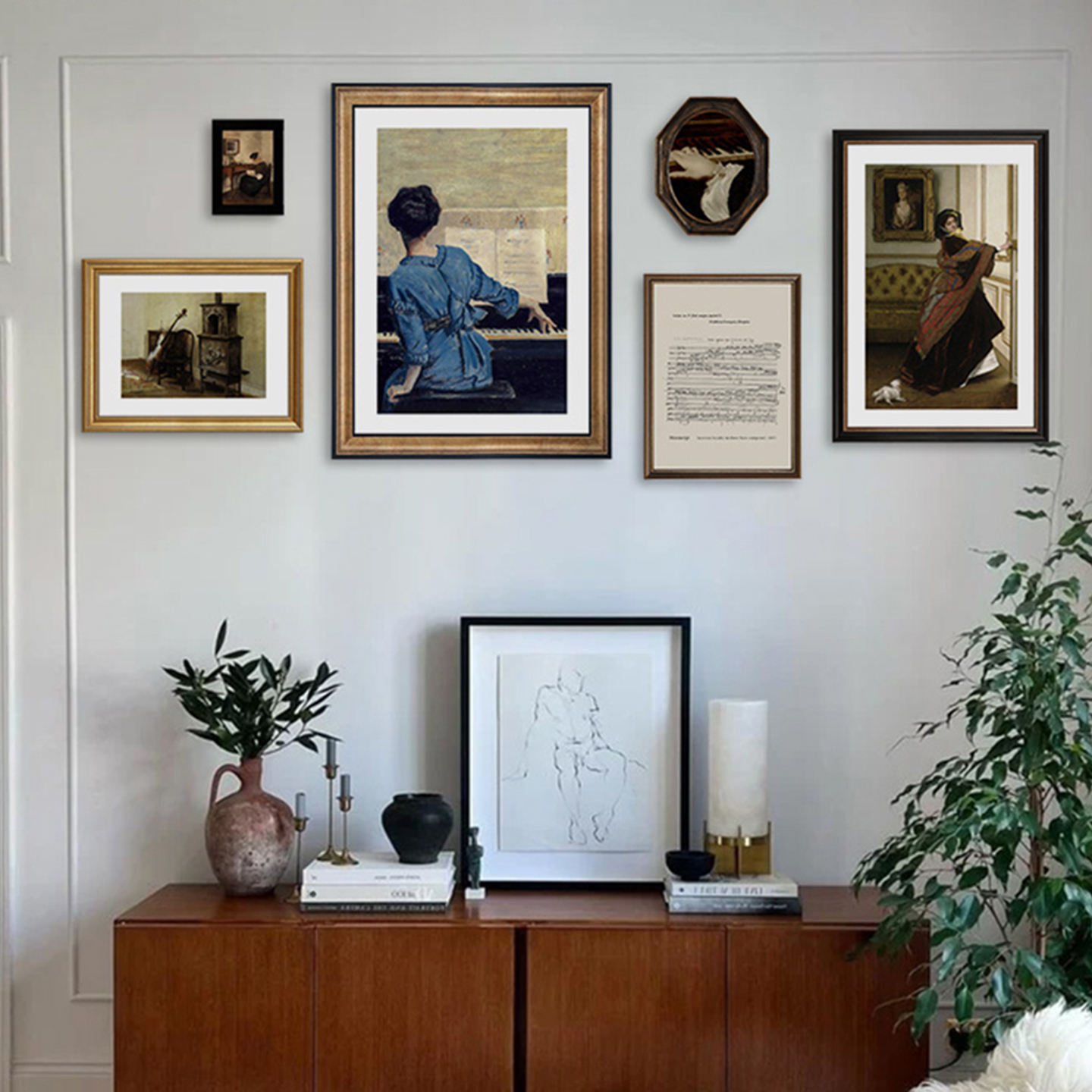 美式复古客厅装饰画人物风景组合墙上挂画卧室书房沙发背景墙壁画