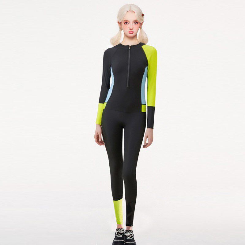 防晒冲浪全身连体长袖长裤学生游泳衣女款水母衣保守潜水服泳装