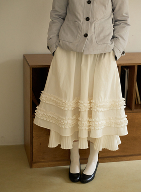 aww 日系重工多层次·A字蓬蓬半裙轻薄棉质半裙百搭纯白温柔风