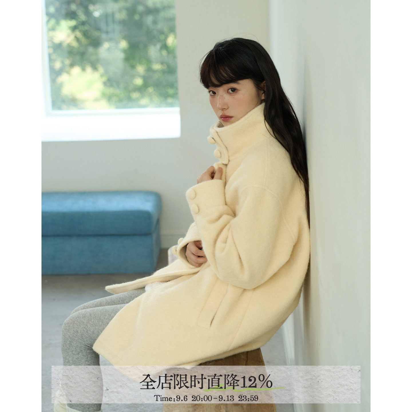 aww 小鸡仔黄·立领宽松毛茸茸外套保暖浅色系上衣设计师款图片