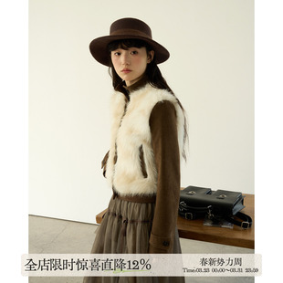 aww 焦糖蜜绒·毛毛拼接小立领短外套假两件拼接环保皮草外套女冬