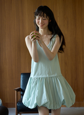 aww 错位花苞裙·100%棉浅春系吊带连衣裙