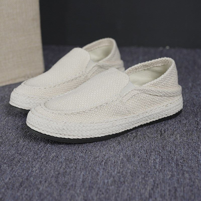 麻色生活帆布男鞋夏季2025亚麻布新款软底鞋男士休U闲无鞋带平板,流行男鞋,布鞋,淘宝优惠券,粉丝福利购,淘宝优惠卷