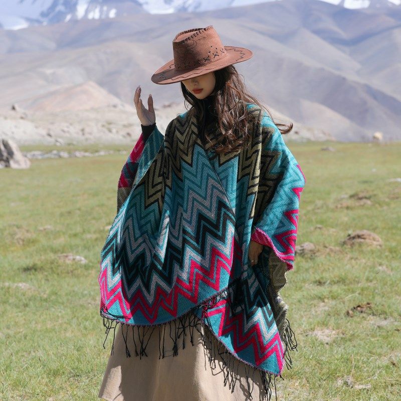 民族风旅游披肩彩色几何加厚保暖开叉斗篷云南西藏新疆拍照披肩女,服饰配件/皮带/帽子/围巾,围巾/丝巾/披肩,淘宝优惠券,粉丝福利购,淘宝优惠卷