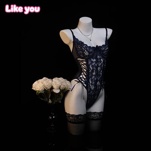 Like You性感蕾丝连体衣女小胸聚拢显大纯欲风辣妹透视睡衣qqny女