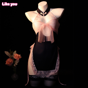 Like You小胸蕾丝拼接睡裙可爱萌妹女仆围裙纯欲超短睡裙qqny内衣