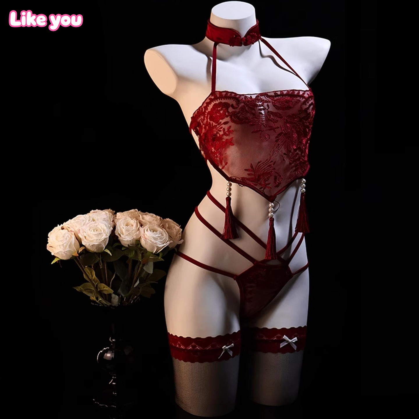 Like You小胸性感睡衣女纯欲风蕾丝吊带睡裙套装qqny内衣诱惑睡衣