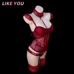 Like You小胸性感蕾丝透视qqny内衣高级感纯欲风镂空蕾丝绑带套装