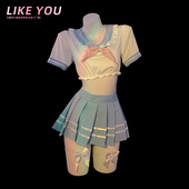 Like You校花纯欲露腰半身百褶裙jk制服火辣诱惑睡衣禁欲系qqny女