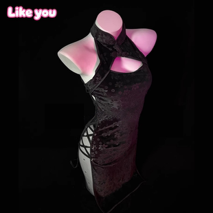 Like 民国风情侧开叉镂空女 You性感旗袍侧开叉绑带诱惑制服qqny装