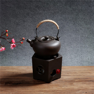 紫砂茶炉功夫煮茶器紫砂品茶壶侧把加热烧水壶茶炉可调节酒精灯瓶