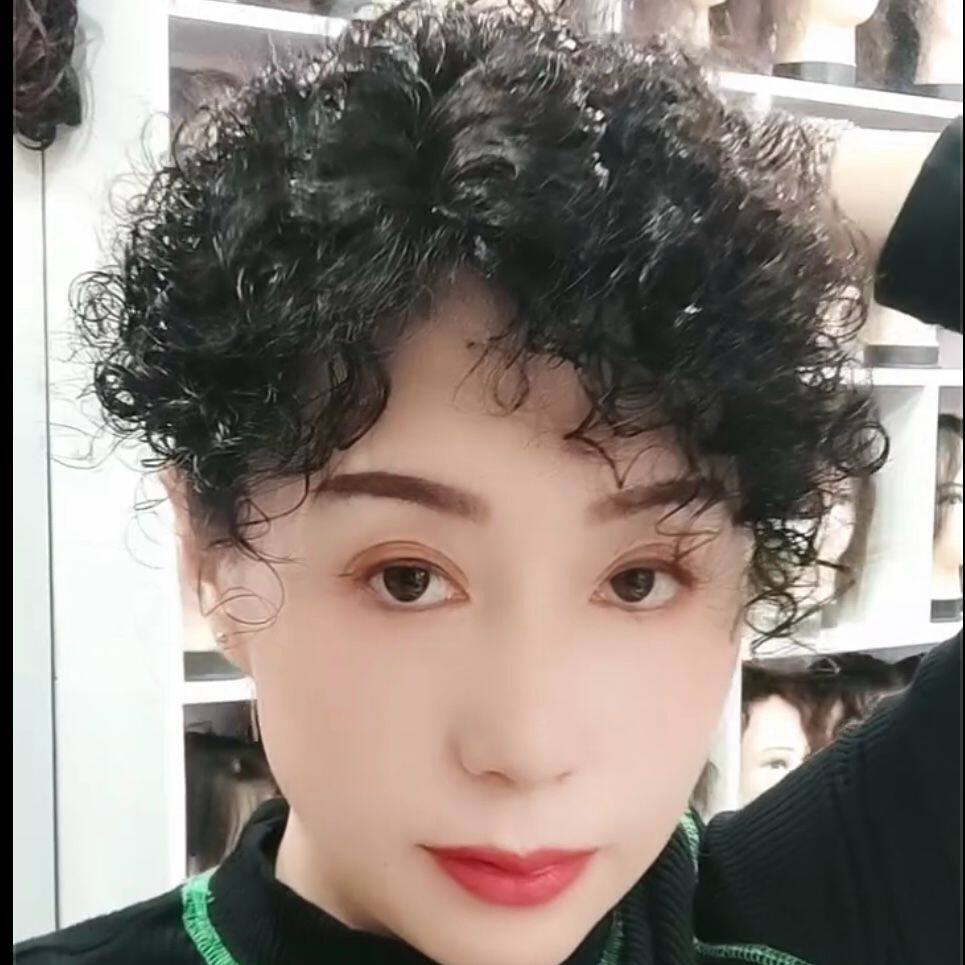 羊毛卷浏海卷发片圈新款薄羊毛卷发片遮白发卷发假发片头顶补发片