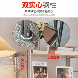 落地多层书架阳台展示架 钢木置物架简约家用客厅厨房收纳架子日式