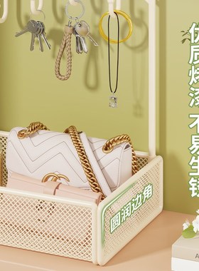 玄关放钥匙收纳架入户门口鞋柜上创意桌面装饰摆件置物架饰品挂盒
