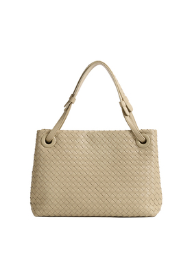 手工羊皮编织tote双桥托特包10095