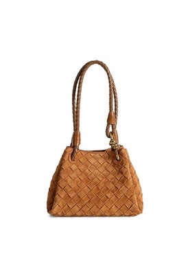 【亚楠】胎牛反绒手工编织降落伞单肩包 10187 焦糖色