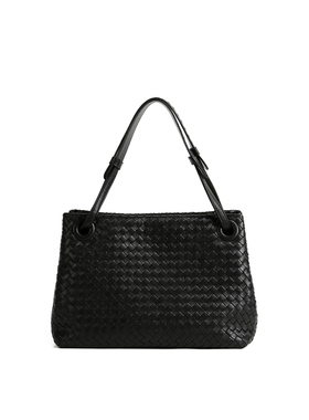 【亚楠】手工羊皮编织tote双桥托特包  10095黑色