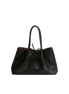 【亚楠】羊皮手工编织中古包手提大托特包 10071大号黑色