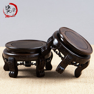 黑檀木虎头几实木圆形底座花盆花瓶奇石盆景酒缸荷花缸加高底托架