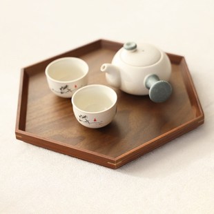 南美胡桃木实木托盘家用长方形木质茶托盘茶具茶杯餐具收纳盘