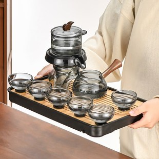 2024新款 玻璃茶具套装 家用懒人泡茶神器轻奢旋转自动功夫茶壶