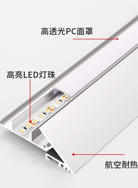 LED线形灯嵌入式花边铝槽A客厅主灯侧发光吊顶预埋批灰灯槽