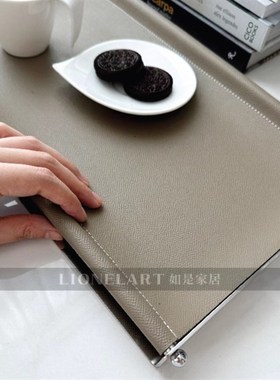如是U型不锈钢i皮托盘现代极简抽纸盒餐桌卧室床头玄关餐巾礼盒品