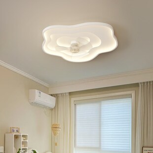 风扇灯摇头卧室吸顶灯云朵现代电扇灯智能一体吊扇灯房间儿童房灯