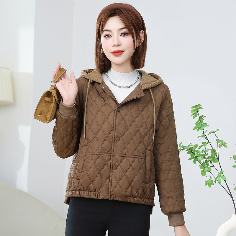 羽绒棉服女短款秋冬季新款连帽中年妈妈装轻薄保暖棉衣外套棉袄