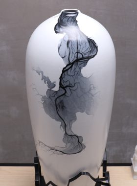 新中式高端花瓶摆件北欧轻奢陶瓷创意样板房客厅家居禅意软装饰品