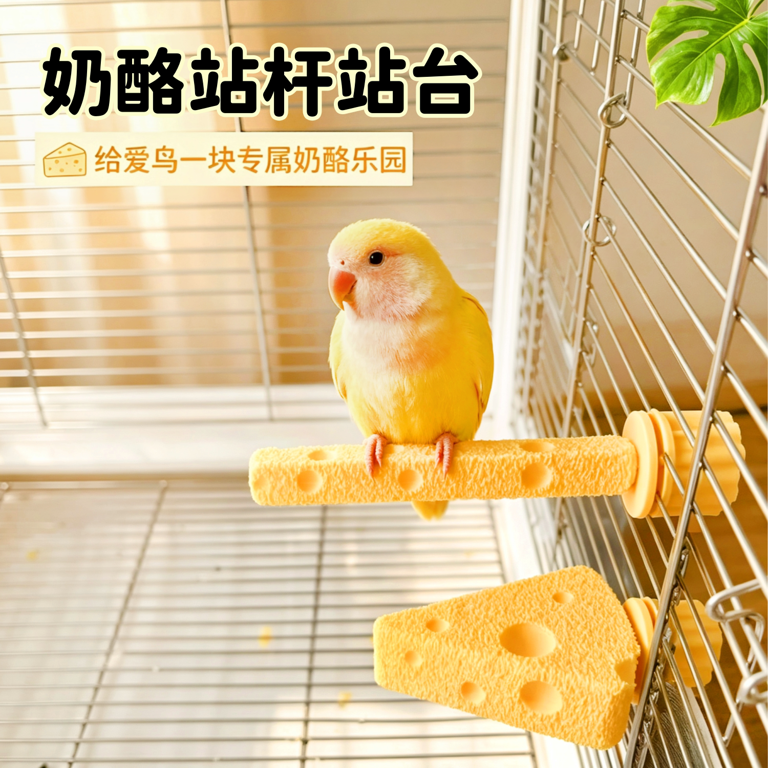 鹦鹉奶酪造型防滑互动站杆