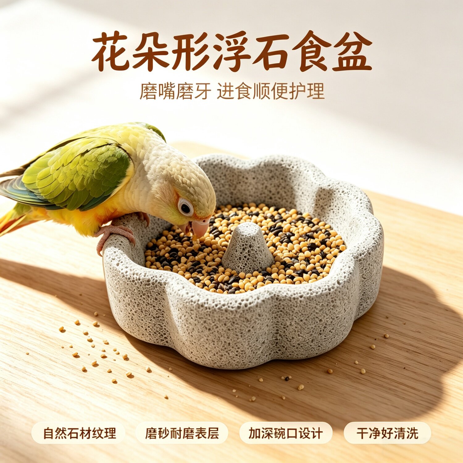 宠帮仕浮石鸟食盆防潮透气易洗