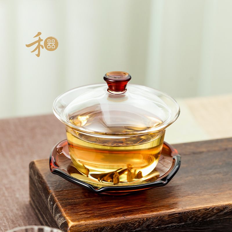 禾器晶彩禅语盖碗耐热