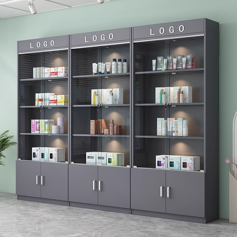 玻璃展示柜化妆品柜礼品展柜带锁样品柜美容院产品柜子手办陈列柜
